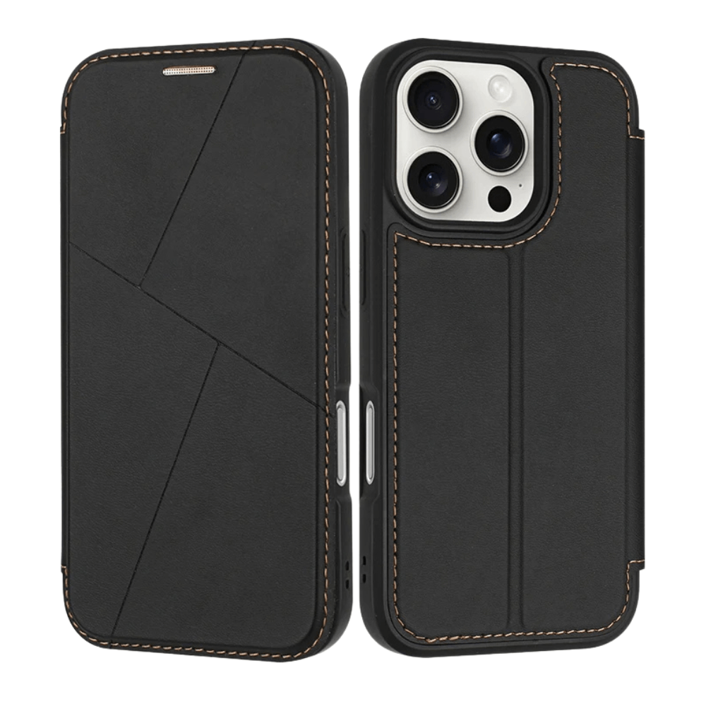 Refero Leather Wallet iPhone Case Black
