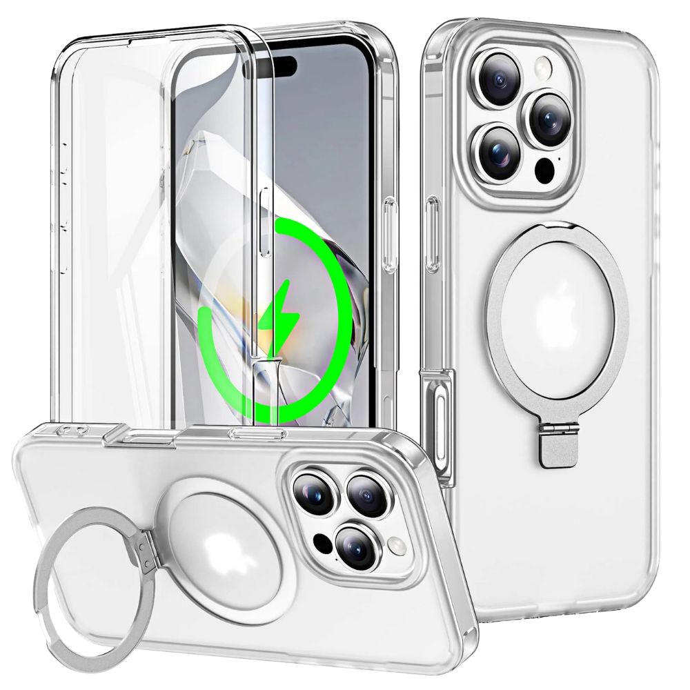 Dives Shockproof Matte iPhone Case With Screen Protector And Ring Holder Transparent