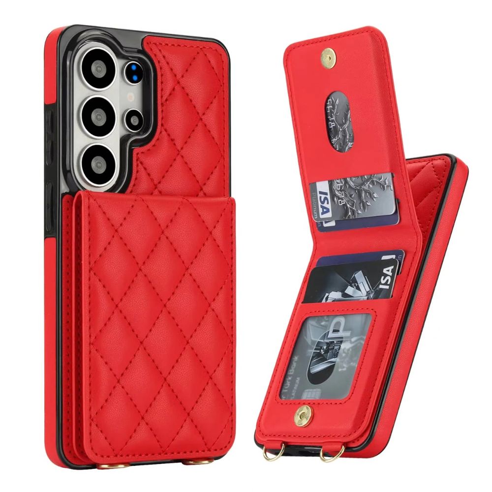 Claudo Leather Wallet Case for Galaxy S Series With Card Holder Red