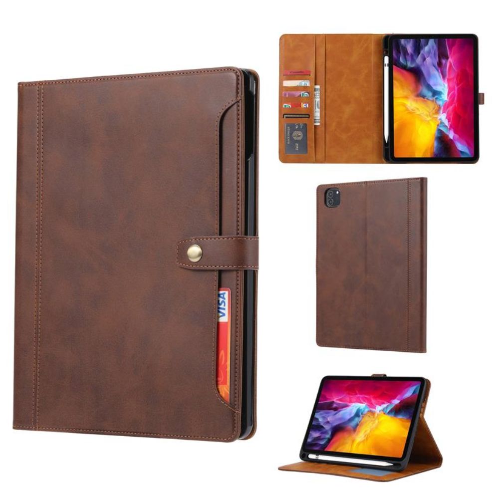 Eluvio Leather iPad Case With Card Slots Brown