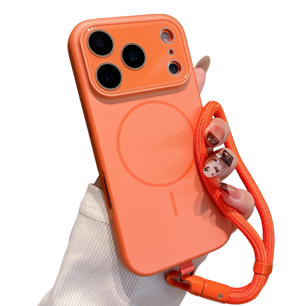 Nexus Magnetic Charging Shockproof iPhone Case With Hand Strap Orange