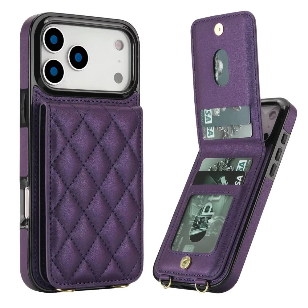 Devoco Leather Wallet iPhone Case With Card Holder Dark Purple