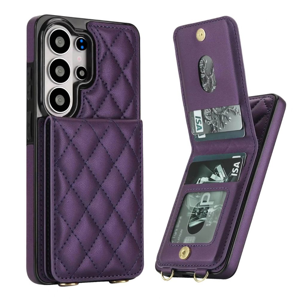 Claudo Leather Wallet Case for Galaxy S Series With Card Holder Dark Purple