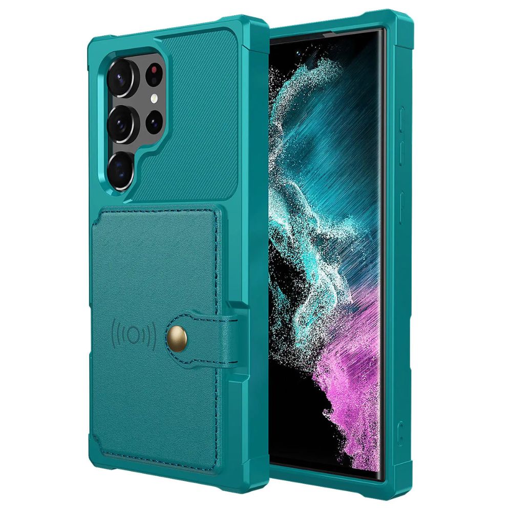 Echo Luxury Leather Wallet Case For Galaxy A Series Green