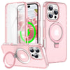 Dives Shockproof Matte iPhone Case With Screen Protector And Ring Holder Pink