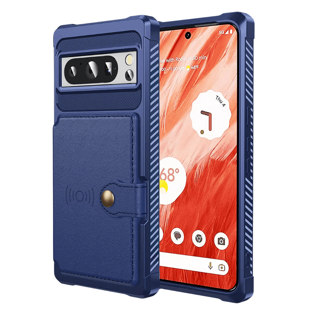 Abeo Shockproof Leather Wallet Case For Google Pixel Blue
