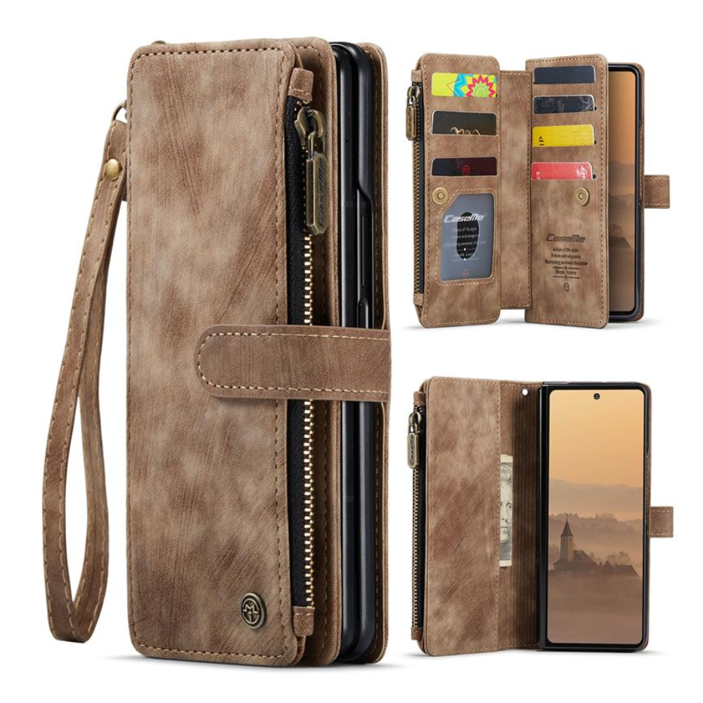 Eligo Leather Wallet Case for Galaxy Z Fold Brown Galaxy Z Fold 7 Without Pen Holder