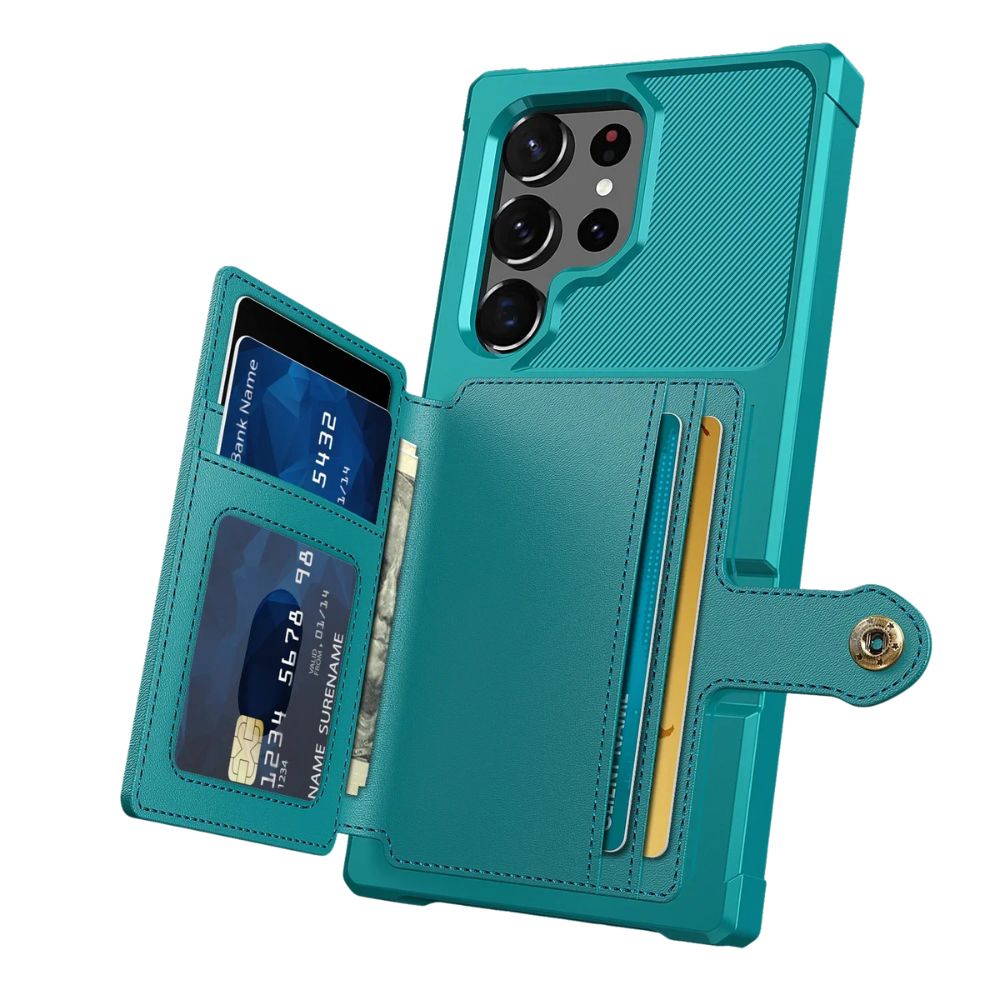 Echo Luxury Leather Wallet Case For Galaxy S Series Green