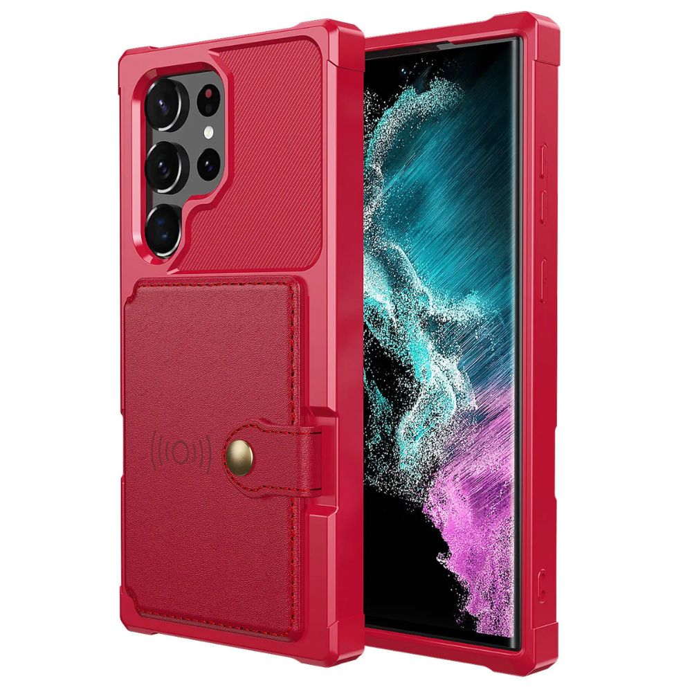 Echo Luxury Leather Wallet Case For Galaxy A Series Red