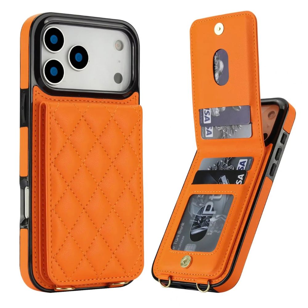Devoco Leather Wallet iPhone Case With Card Holder Orange