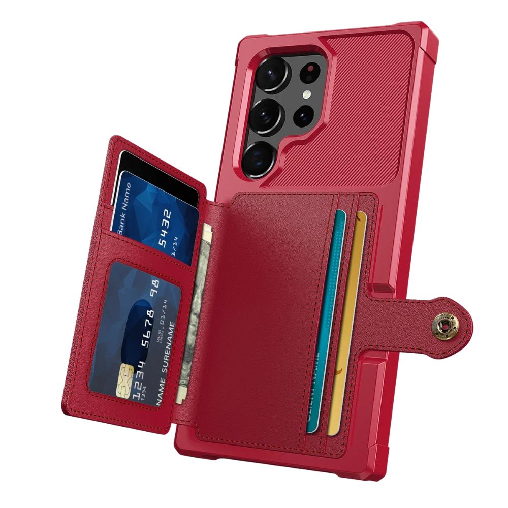 Echo Luxury Leather Wallet Case For Galaxy S Series Red