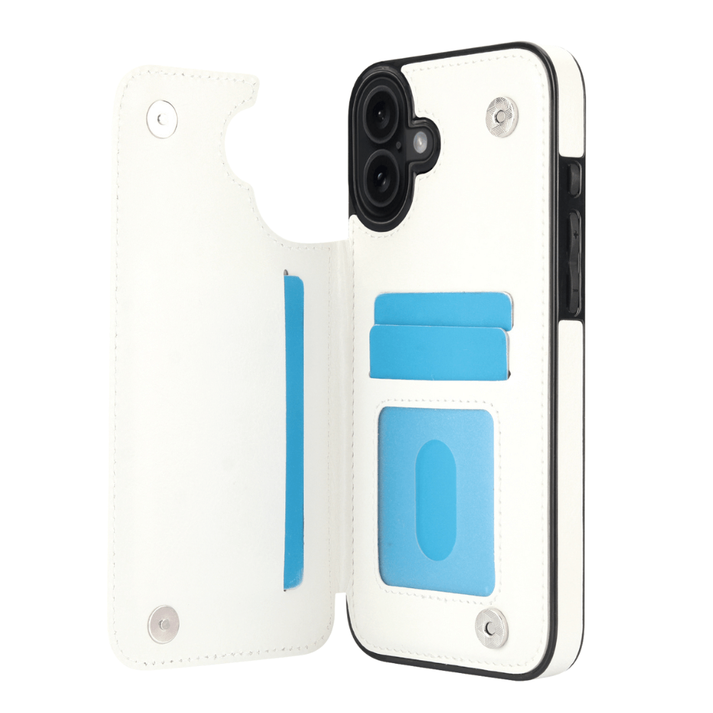 Vistor Leather Flip Wallet Case For iPhone 17 Series White iPhone 17
