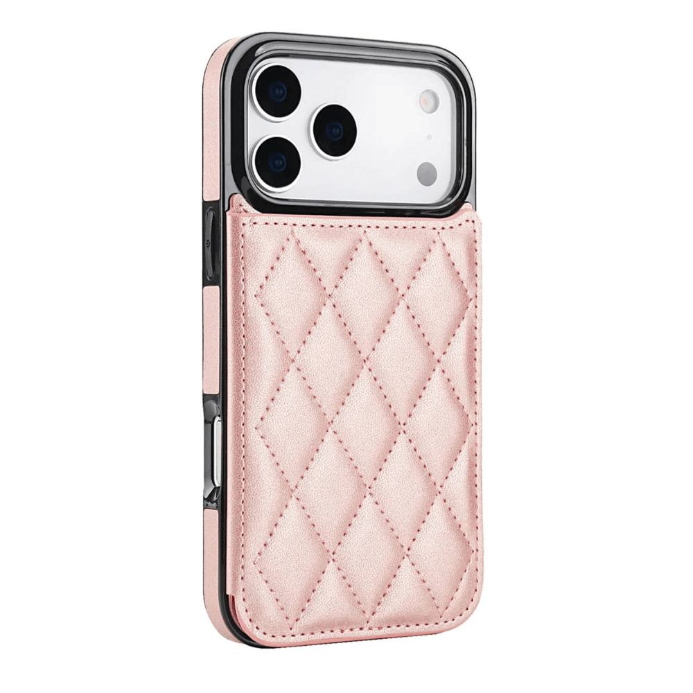 Tempero Leather Flip Wallet Case for iPhone Series 15-17 Rose Gold