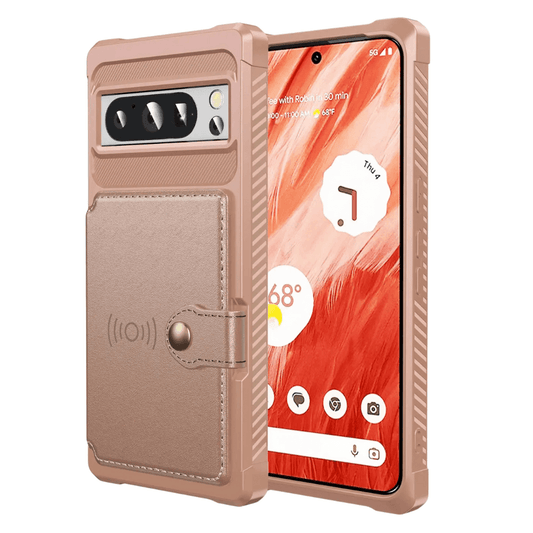 Abeo Shockproof Leather Wallet Case For Google Pixel Pink