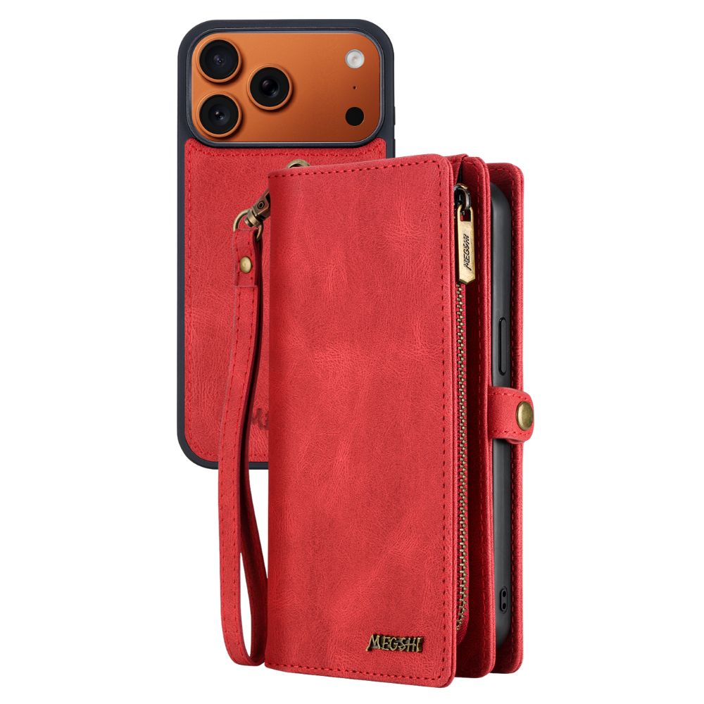 Fortune Leather Purse Case For iPhone 15-17 Series Red