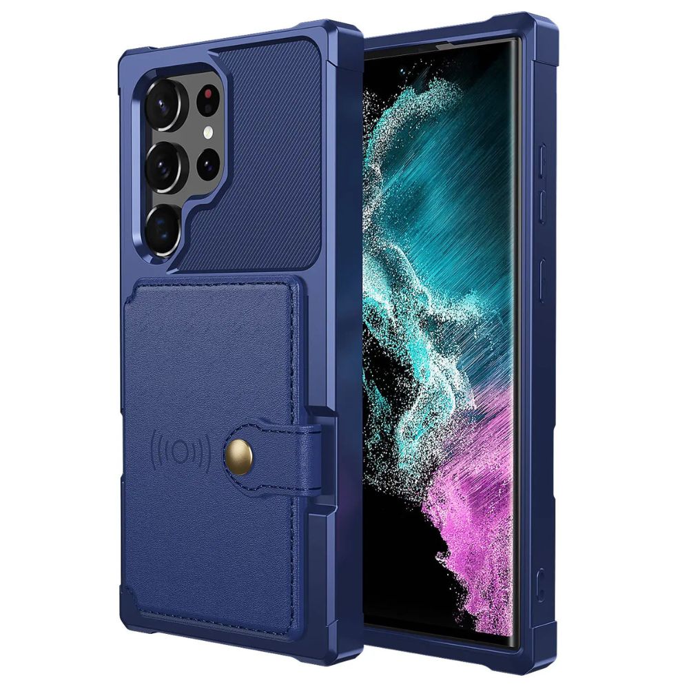 Echo Luxury Leather Wallet Case For Galaxy A Series Blue