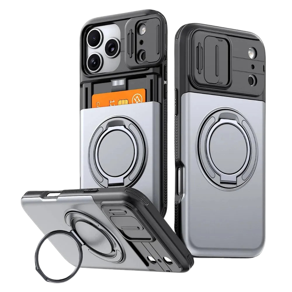 Aurum Shockproof iPhone Case With Kickstand Grey