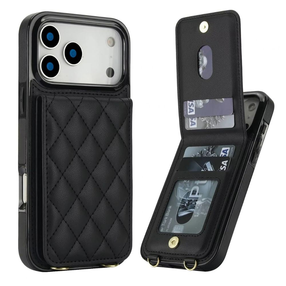 Devoco Leather Wallet iPhone Case With Card Holder Black