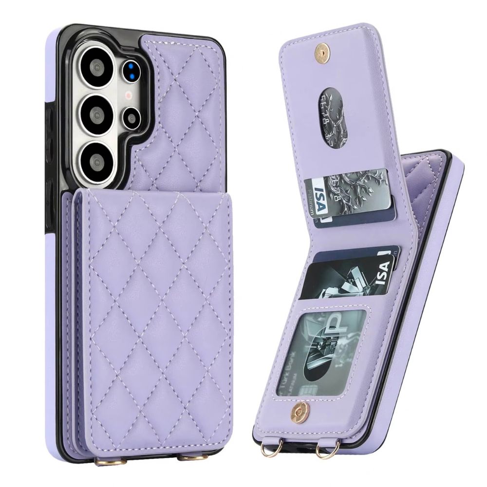 Claudo Leather Wallet Case for Galaxy S Series With Card Holder Purple