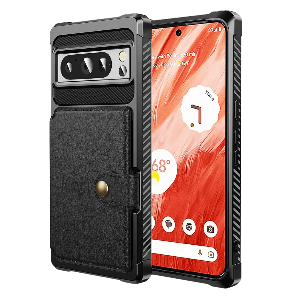 Abeo Shockproof Leather Wallet Case For Google Pixel Black