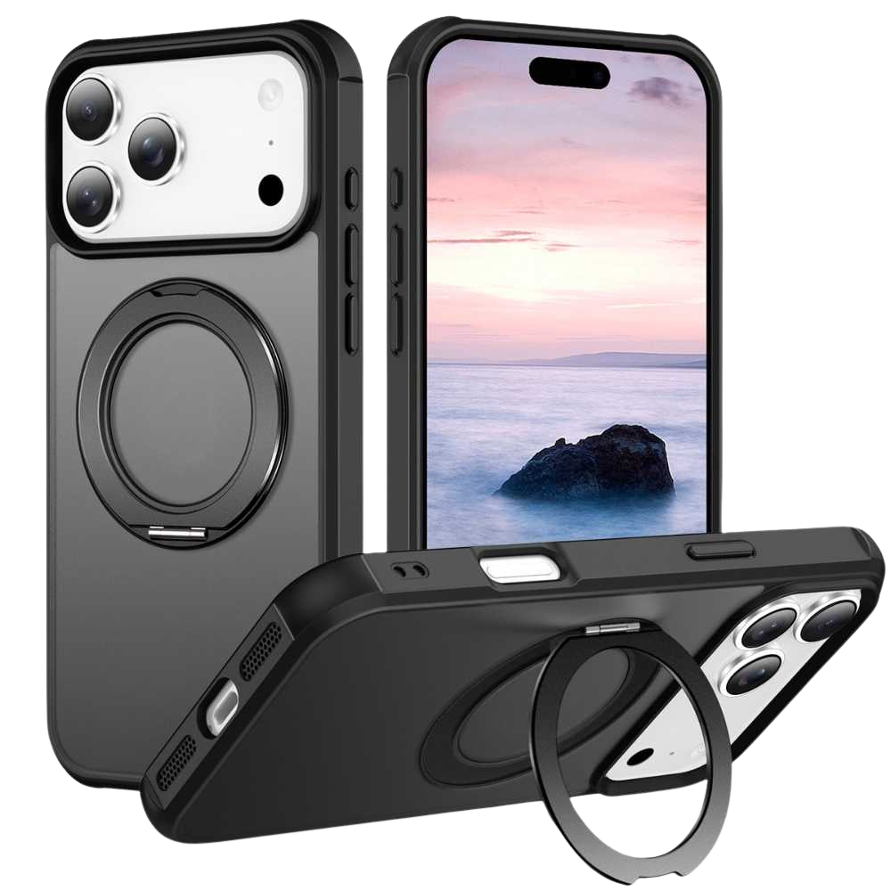 Creo Shockproof iPhone Case With 360° Rotatable Magnetic Ring Black