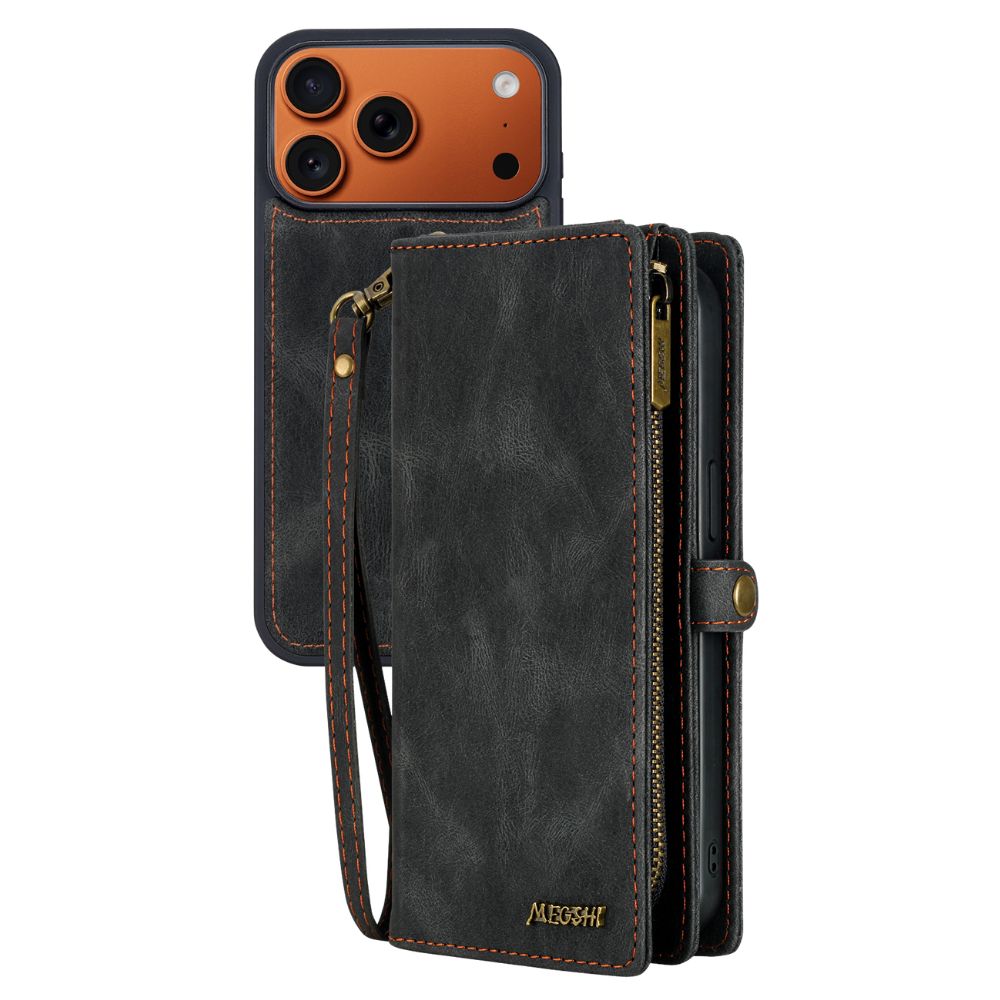 Fortune Leather Purse Case For iPhone 15-17 Series Black