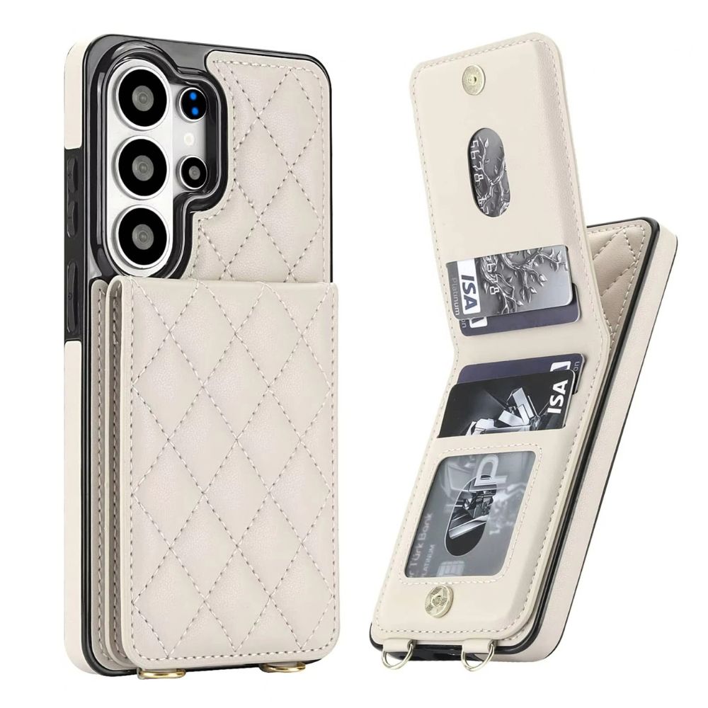 Claudo Leather Wallet Case for Galaxy S Series With Card Holder Beige