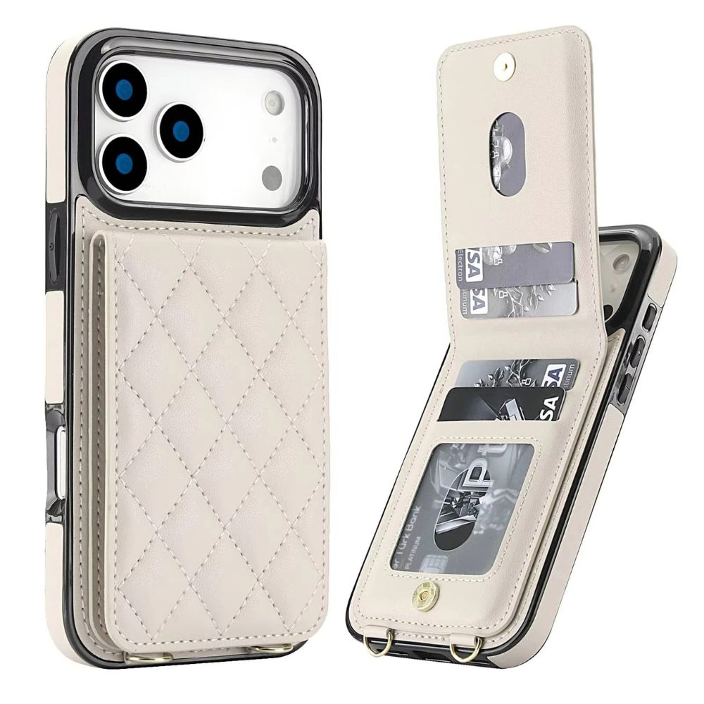Devoco Leather Wallet iPhone Case With Card Holder Beige