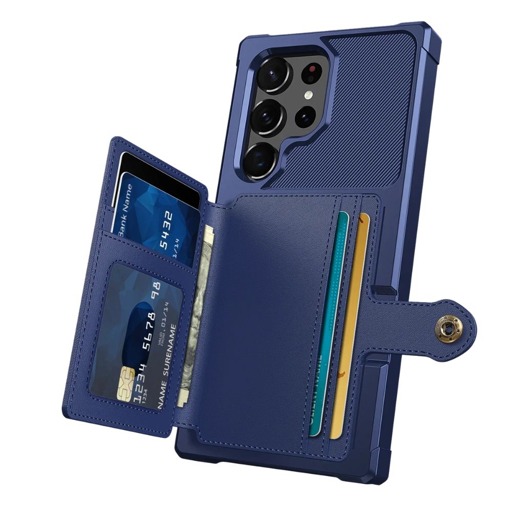 Echo Luxury Leather Wallet Case For Galaxy S Series Blue