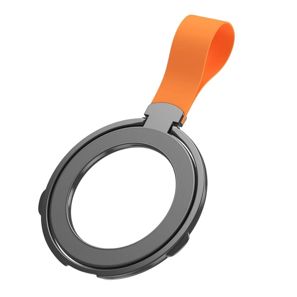 Fodio Magnetic Phone Grip & Kickstand With Silicone Strap Black Orange