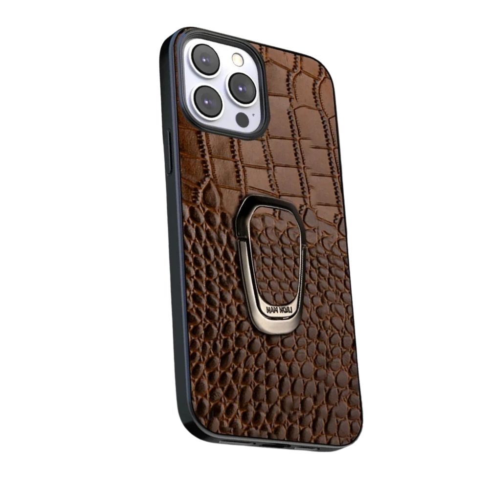 Adepto Leather iPhone Case With Ring Coffee