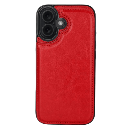 Vistor Leather Flip Wallet Case For iPhone 17 Series Red iPhone 17
