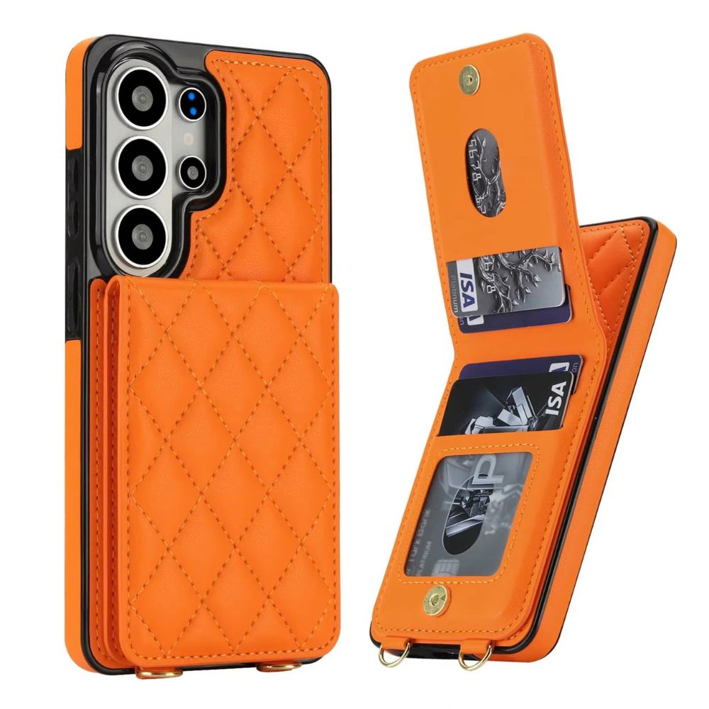 Claudo Leather Wallet Case for Galaxy S Series With Card Holder Orange