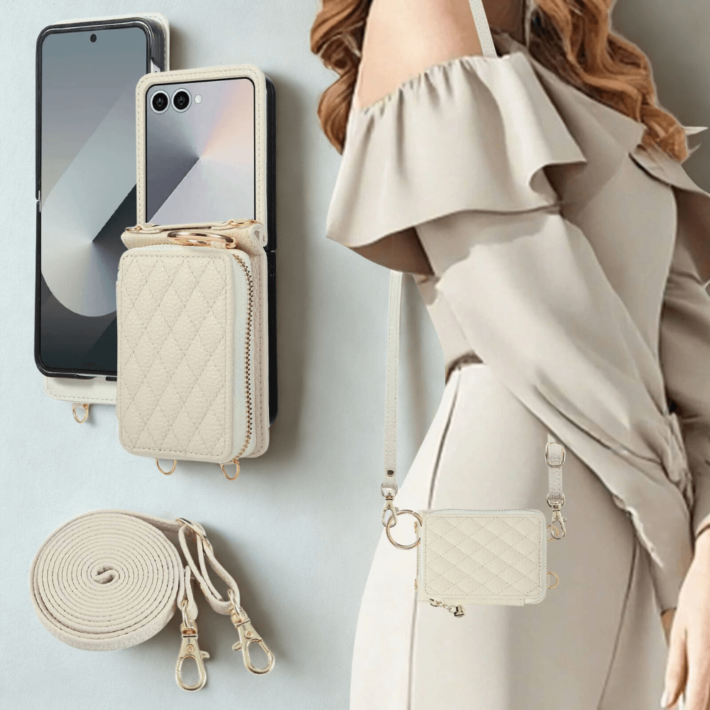 Taceo Crossbody Leather Wallet Case for Galaxy Z Flip