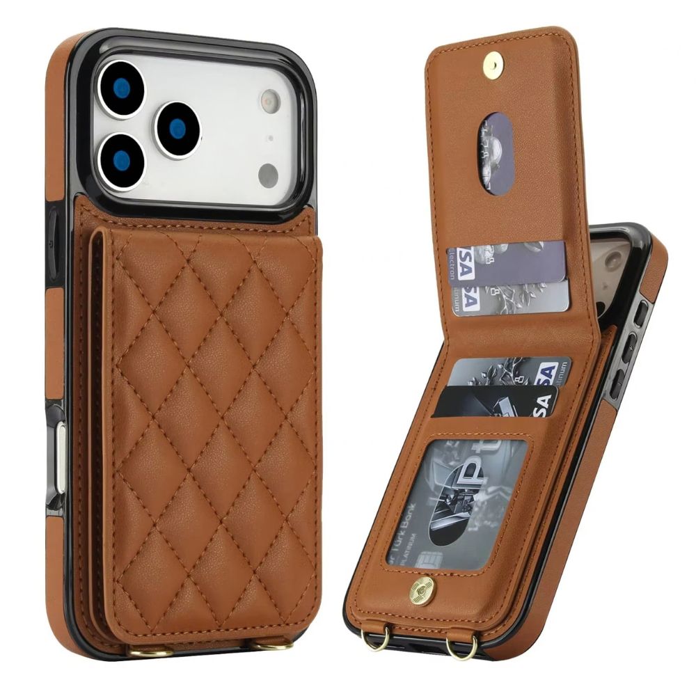 Devoco Leather Wallet iPhone Case With Card Holder Brown