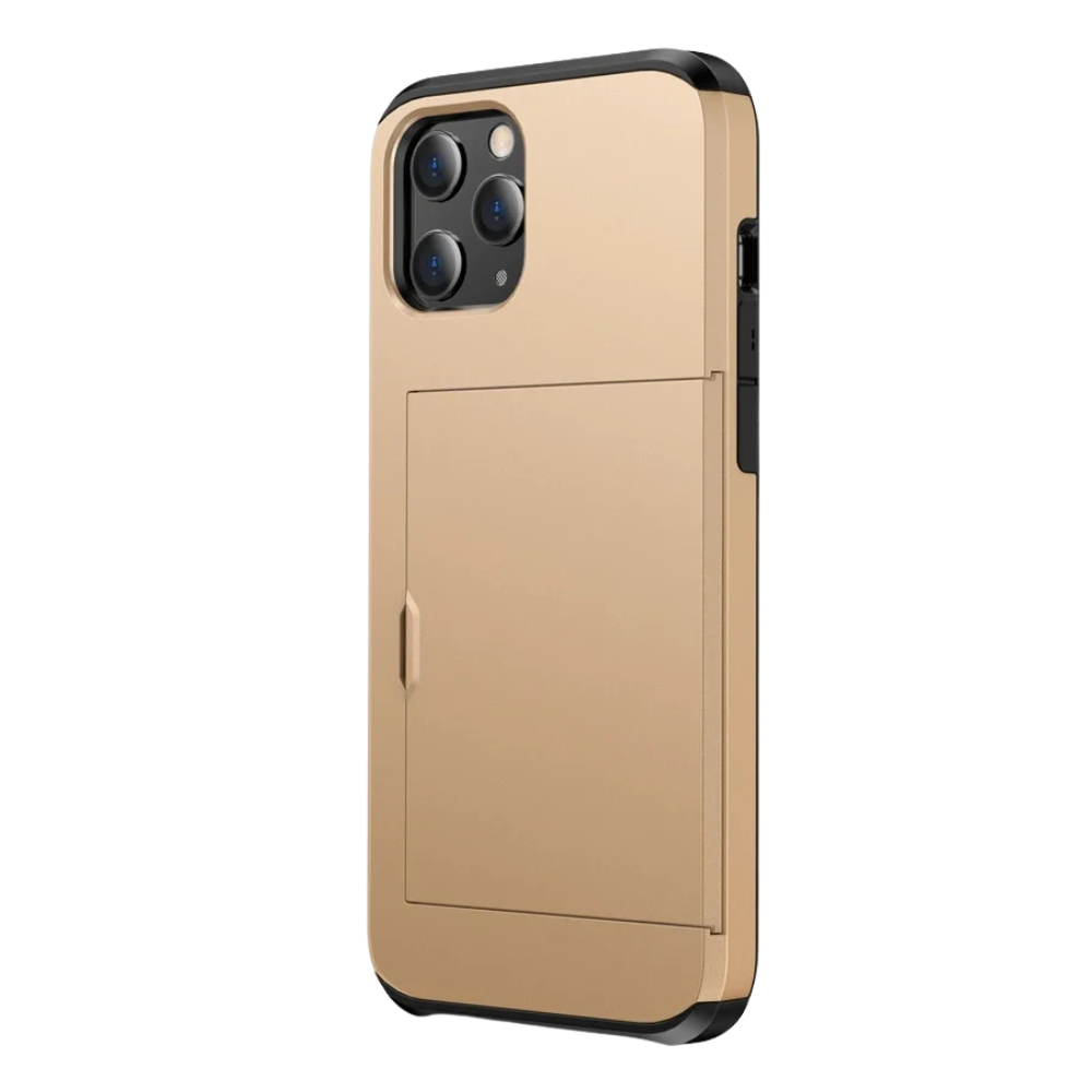 Depereo Military Grade Slide Wallet Case For iPhone With Card Slot Gold