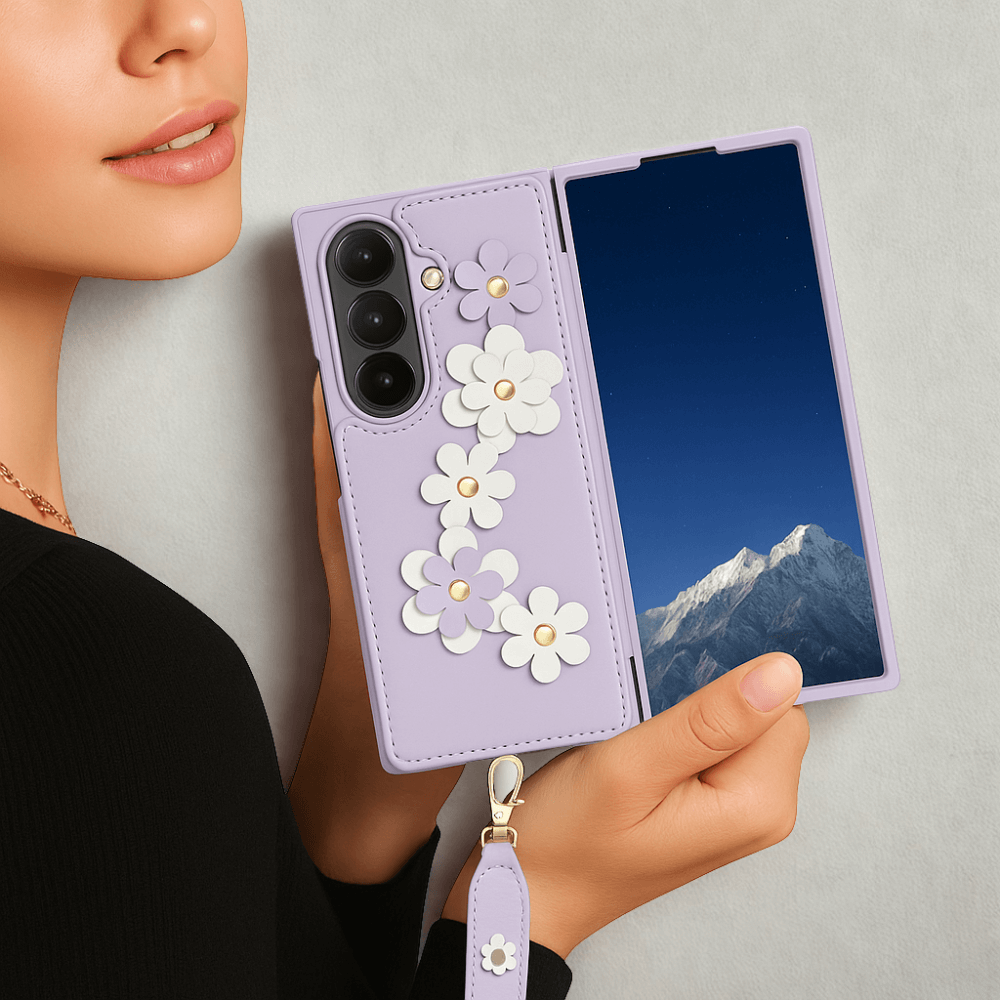 Privo Floral Design Detachable Wallet Case For Galaxy Z Fold