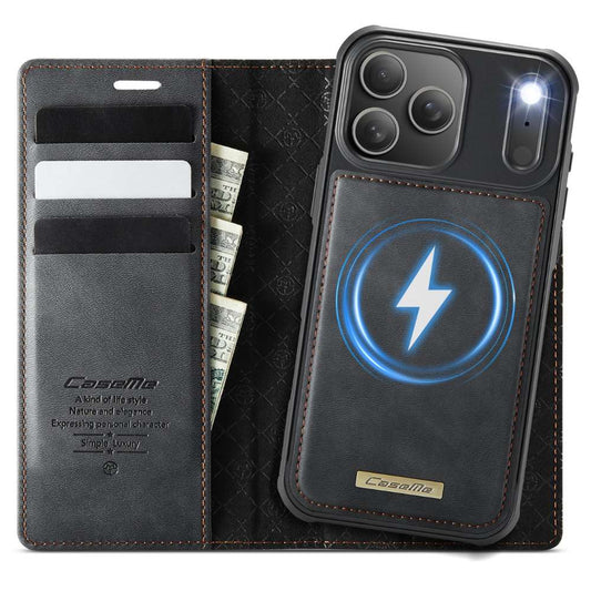 Quae Leather Flip MagSafe Wallet iPhone Case Black