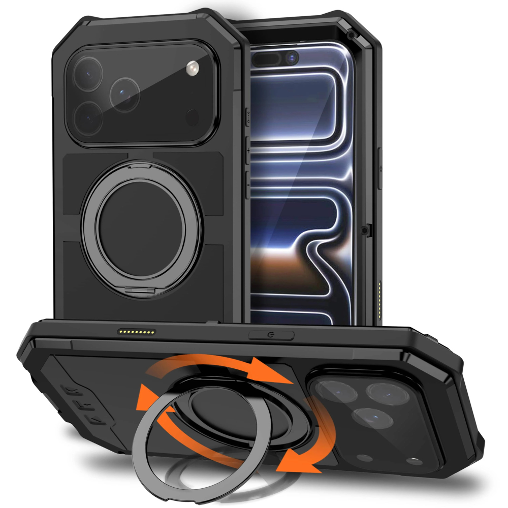 Aegis Magnetic Ring Stand Metal Case For iPhone 17 Pro Max Black iPhone 17 Pro Max