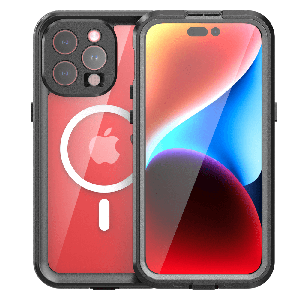 Ala Magsafe Pro Transparent Waterproof Case for iPhone Series 14-17 Black iPhone 15 Pro Max