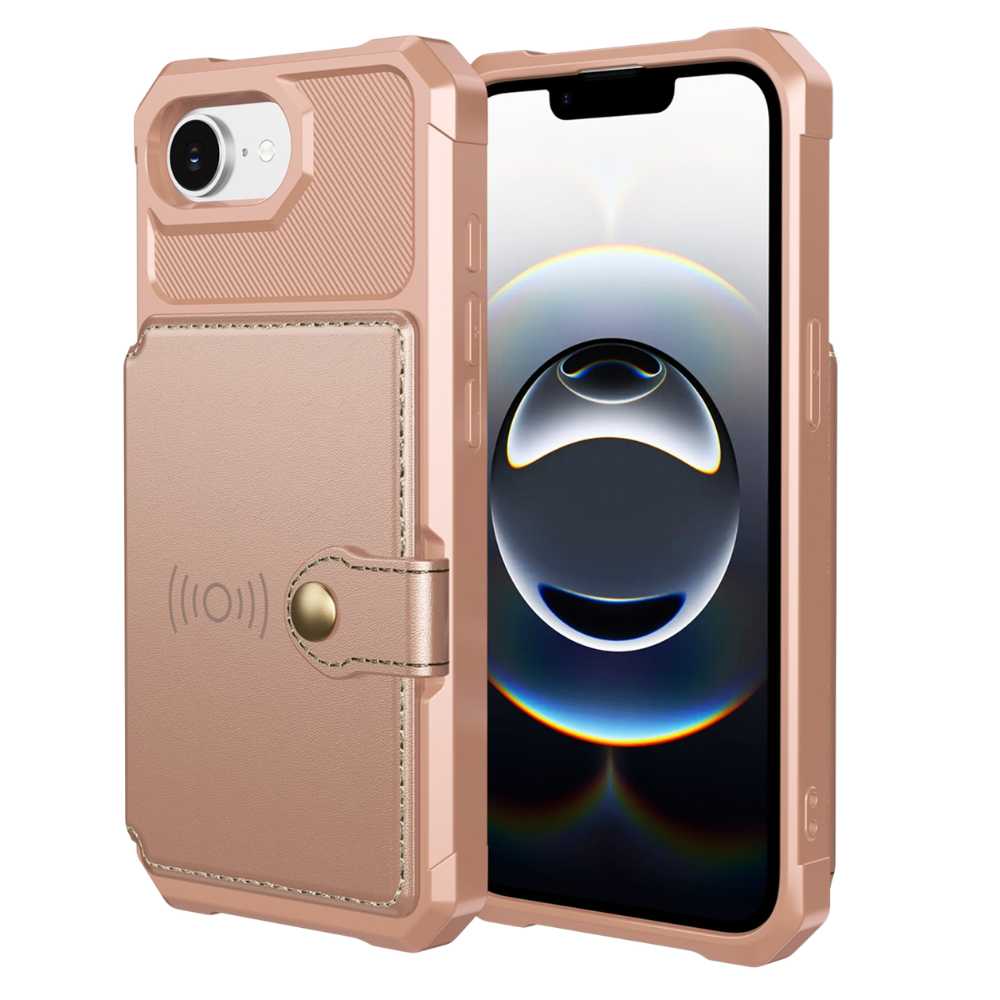 Echo Luxury Leather Wallet Case For iPhone Series 14-17 Rose