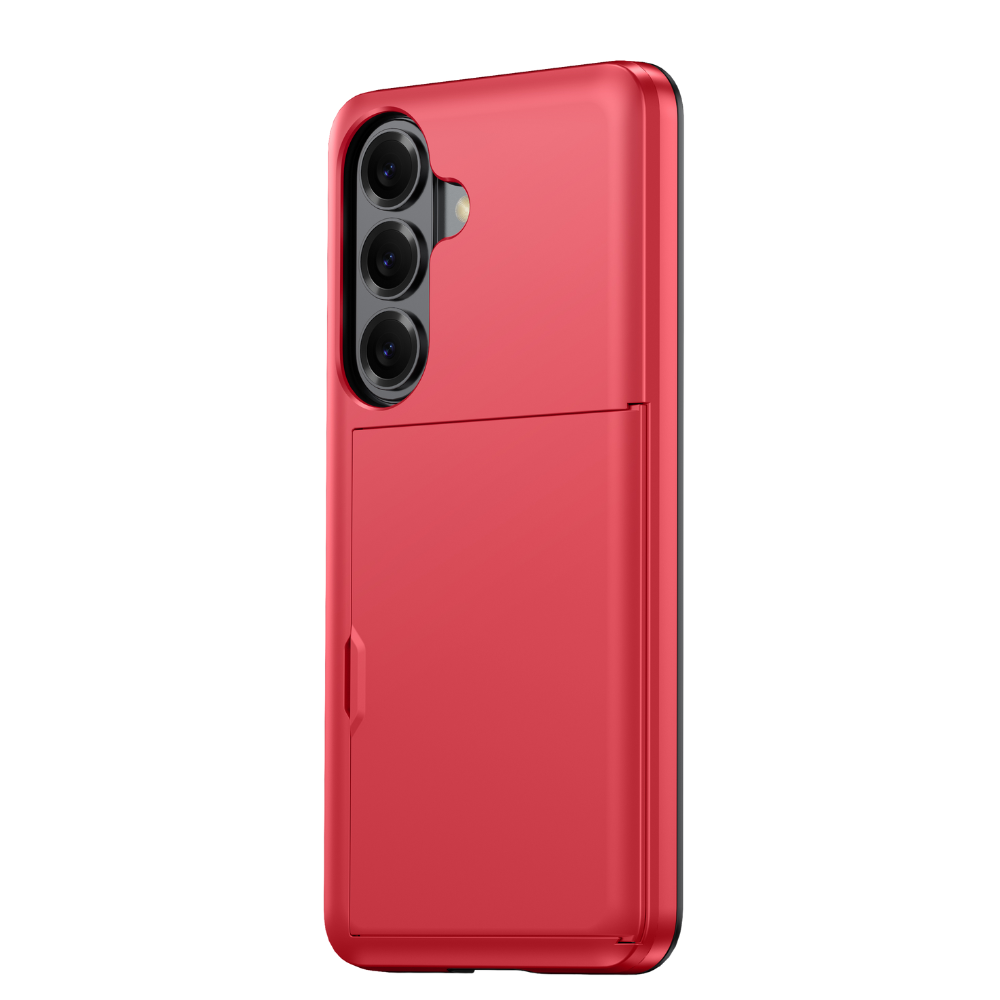 Everto Military Grade Slide Wallet Galaxy Case With Card Slot Red