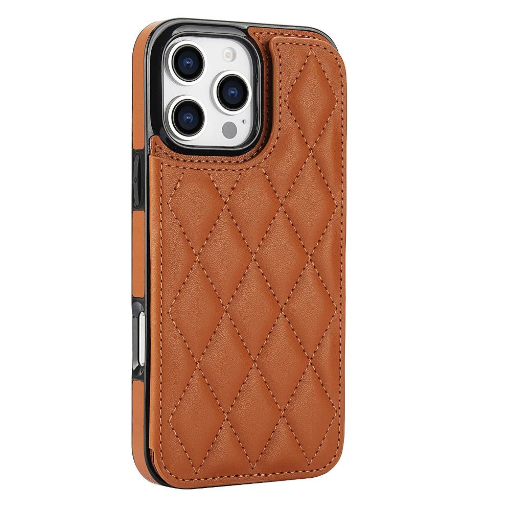 Tempero Leather Flip Wallet Case for iPhone Series 15-17 Brown