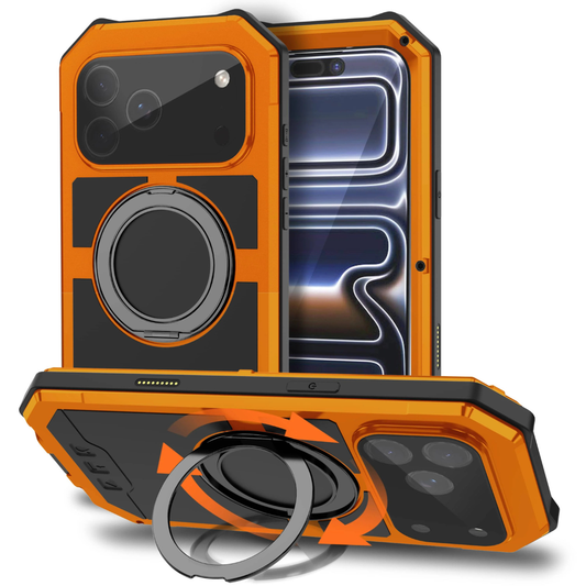 Aegis Magnetic Ring Stand Metal Case For iPhone 17 Pro Max Orange iPhone 17 Pro Max