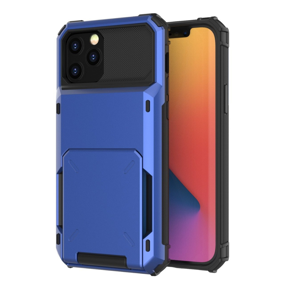 Orbit Shockproof iPhone Wallet Case For 14-17 Series Blue