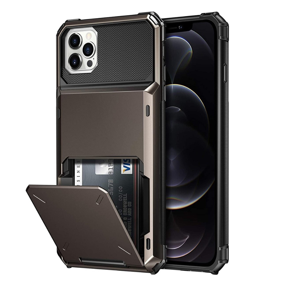 Orbit Shockproof iPhone Wallet Case For 14-17 Series Black
