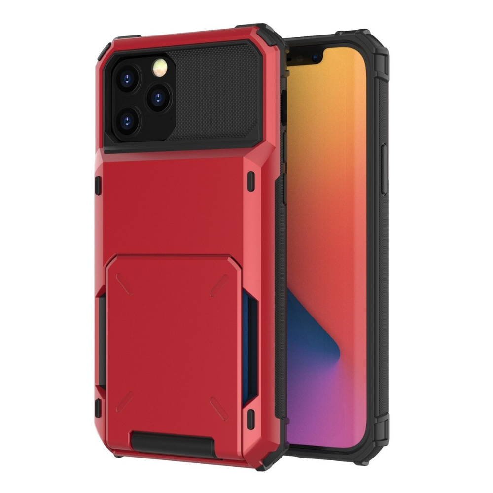 Orbit Shockproof iPhone Wallet Case For 14-17 Series Red