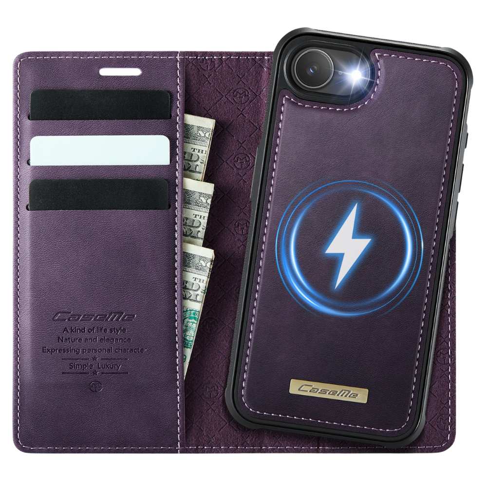 Quae Leather Flip MagSafe Wallet iPhone Case Purple