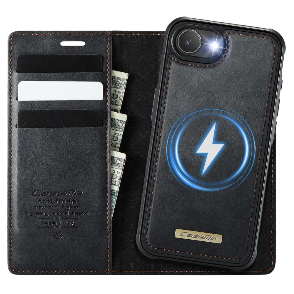 Quae Leather Flip MagSafe Wallet iPhone Case Black