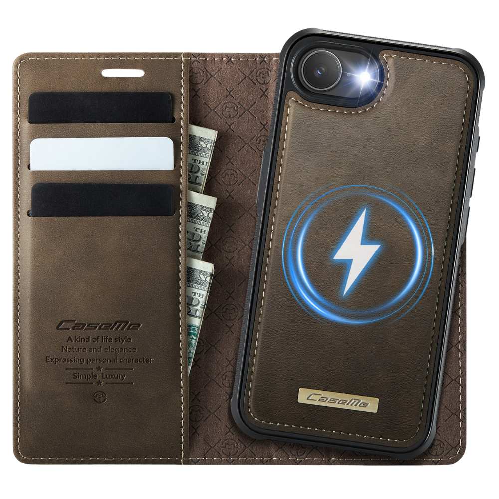 Quae Leather Flip MagSafe Wallet iPhone Case Brown